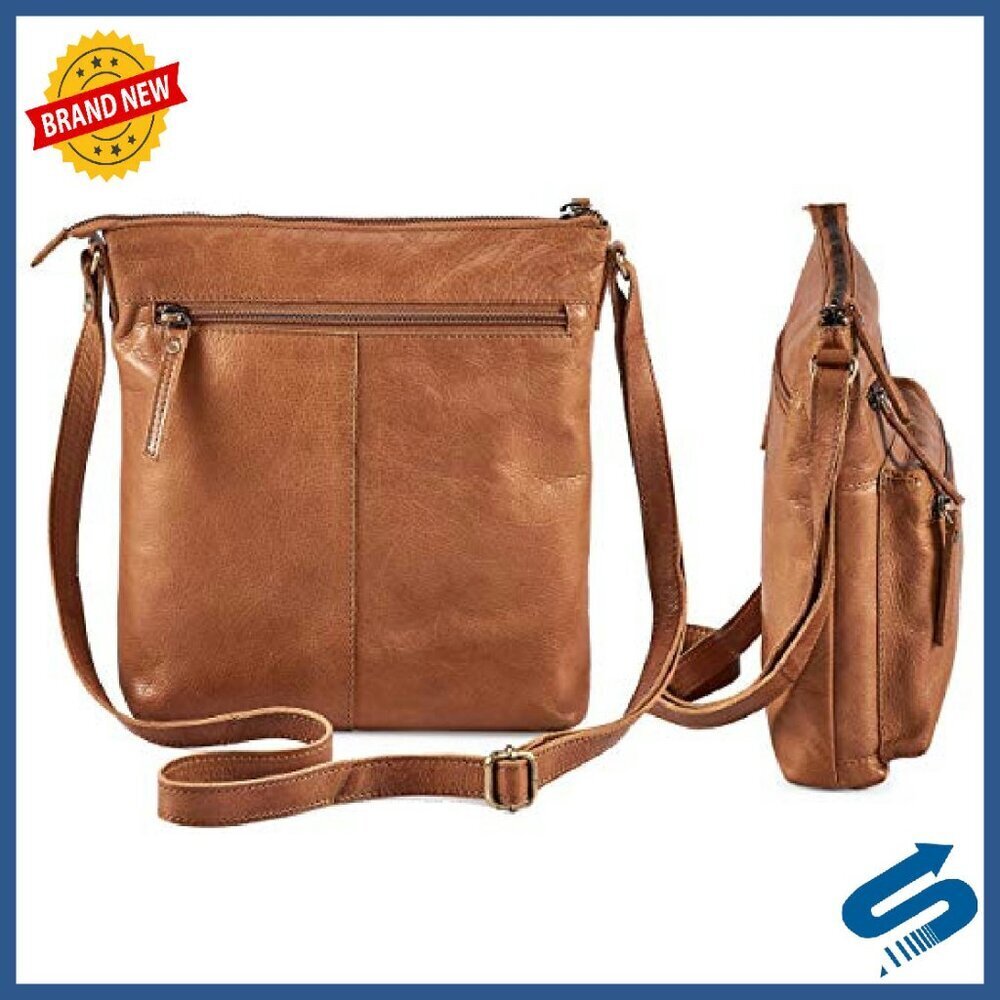 Small Genuine Leather Crossbody Bag with Multiple Pockets Adjustable Strap - Picture 4 of 8